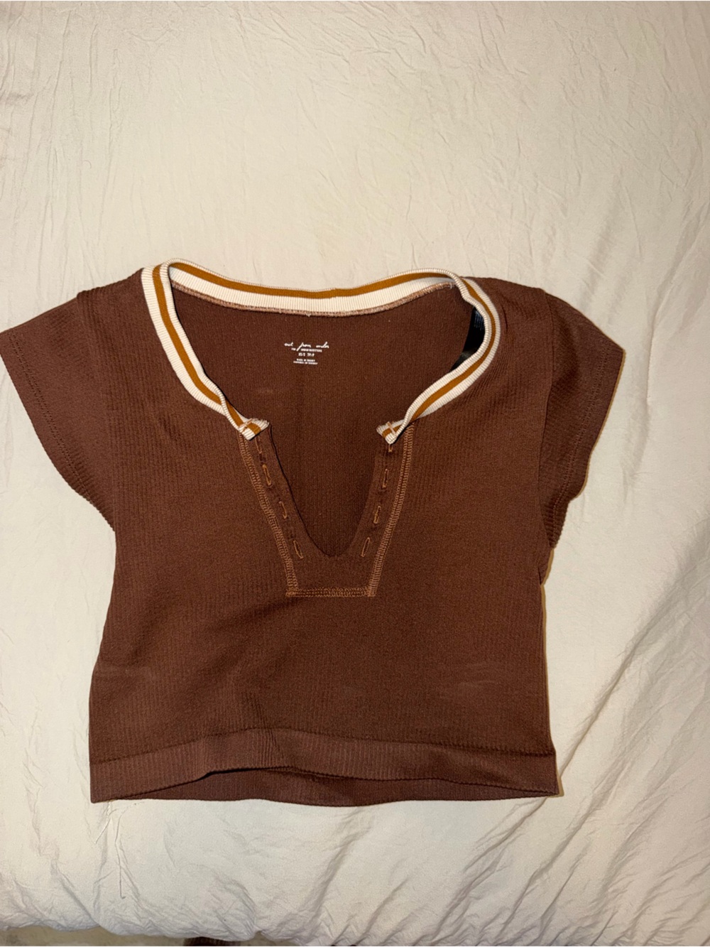 Urban Outfitters V-Neck Top with Striped Collar